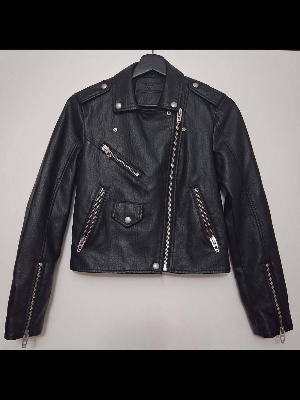 BLANK NYC Black Faux Leather Moto Jacket - XS